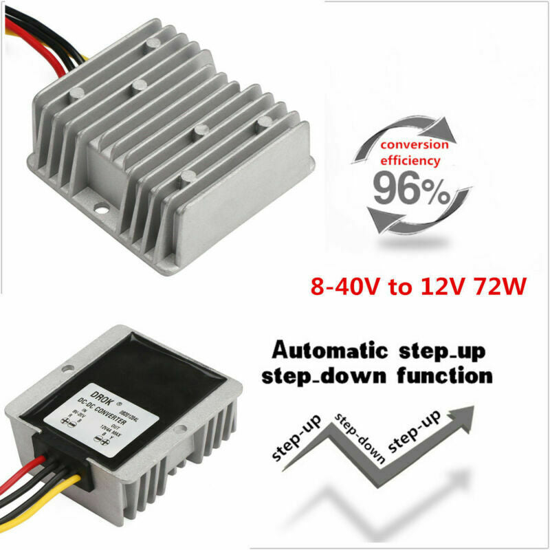8-40V to 12V 72W Car Power Supply Regulator Automatic Voltage Stabilizer Convert