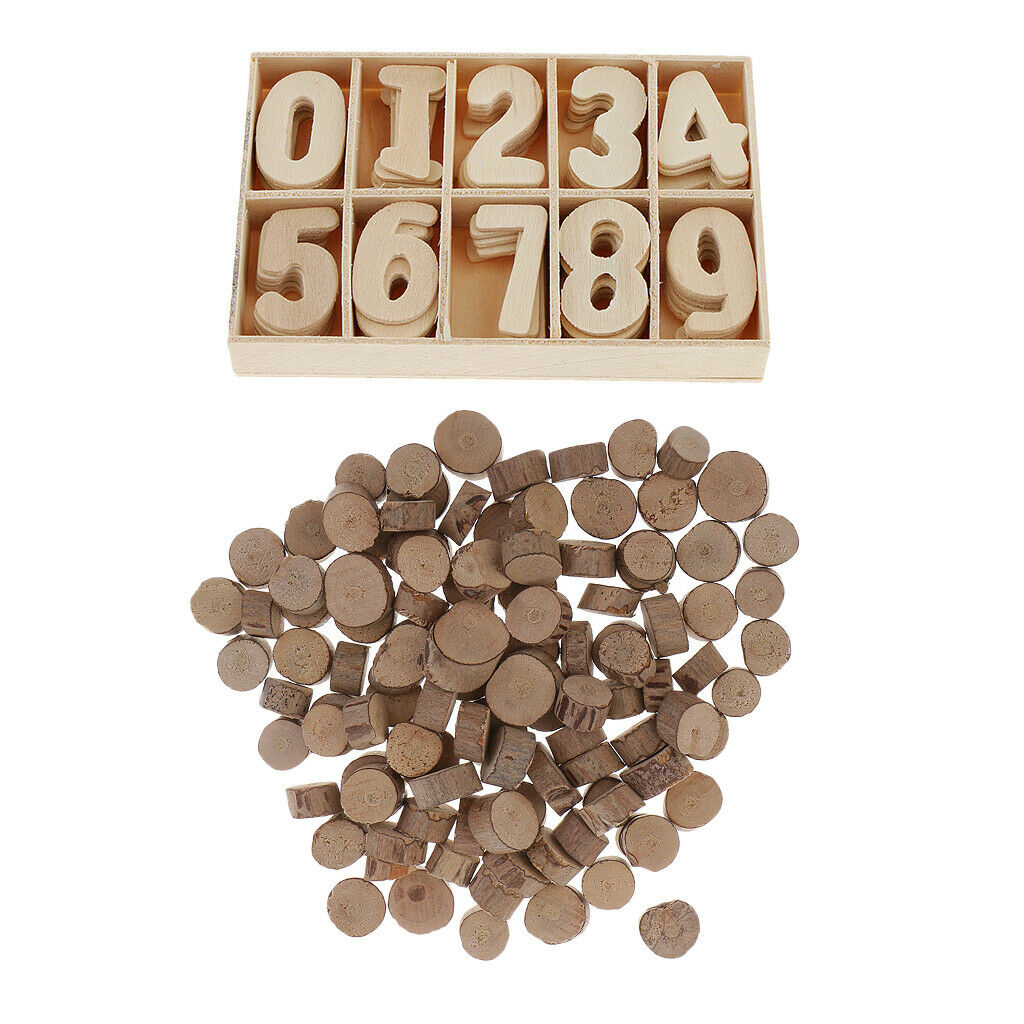 100pc Rustic Wood Log Slices Discs and 60pcs Wooden Number for Wedding Decor