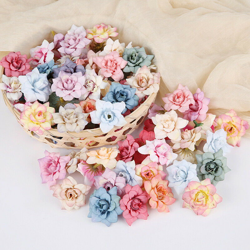 4.5CM Rose Artificial Flower Head Wedding Party Decor DIY Wreath Scrapboo.l8