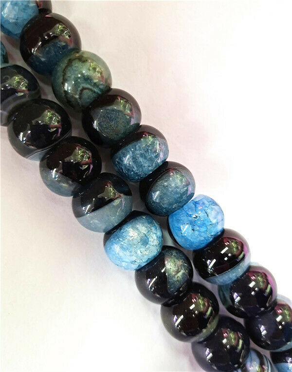 1 Strand 18x13mm Blue&Black Druzy Geode Agate Abacus Spacer Beads 15.5" HH8517