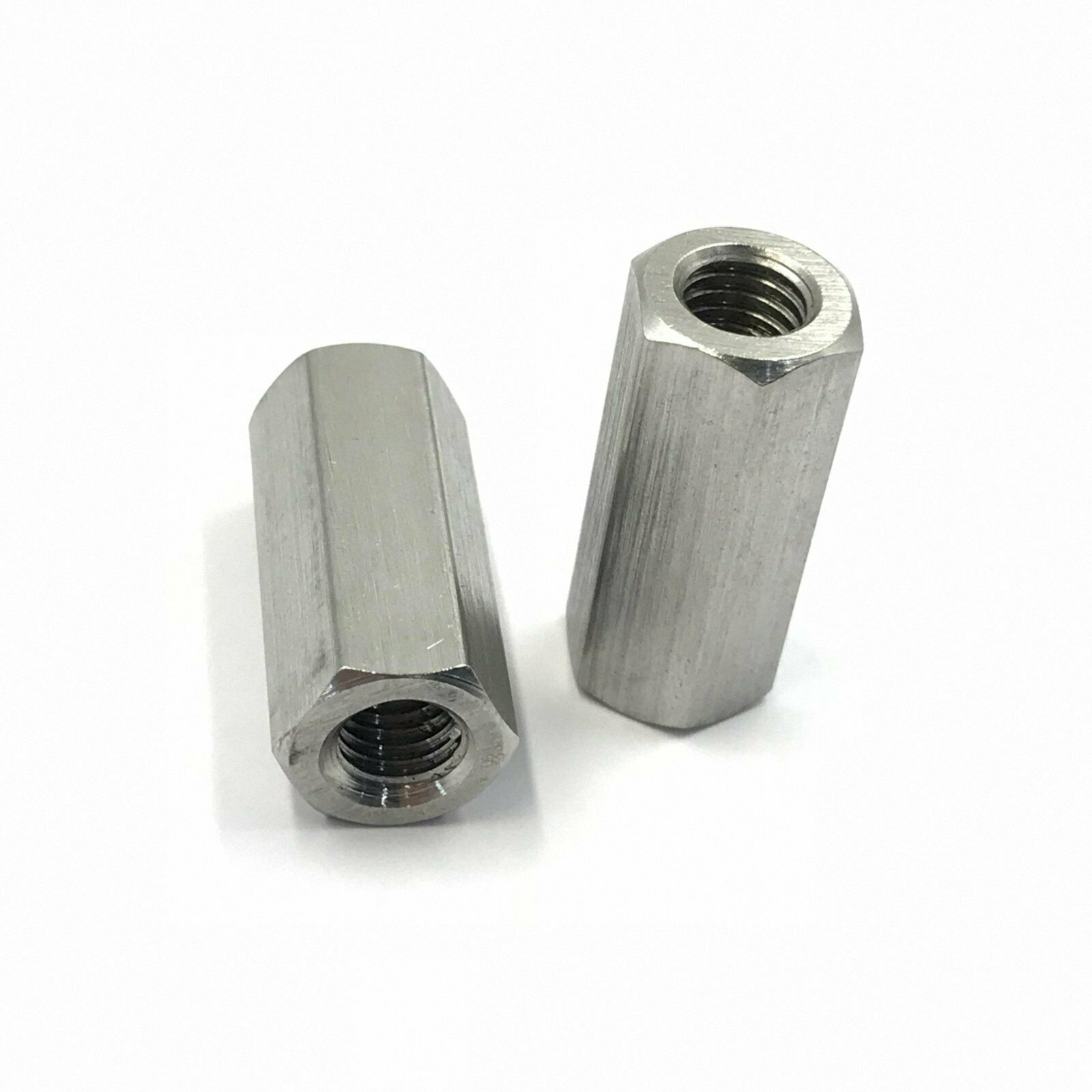 2 Pcs M8 x 1.25 304 Stainless Steel Long Rod Coupling Hex Nut [M_M_S]