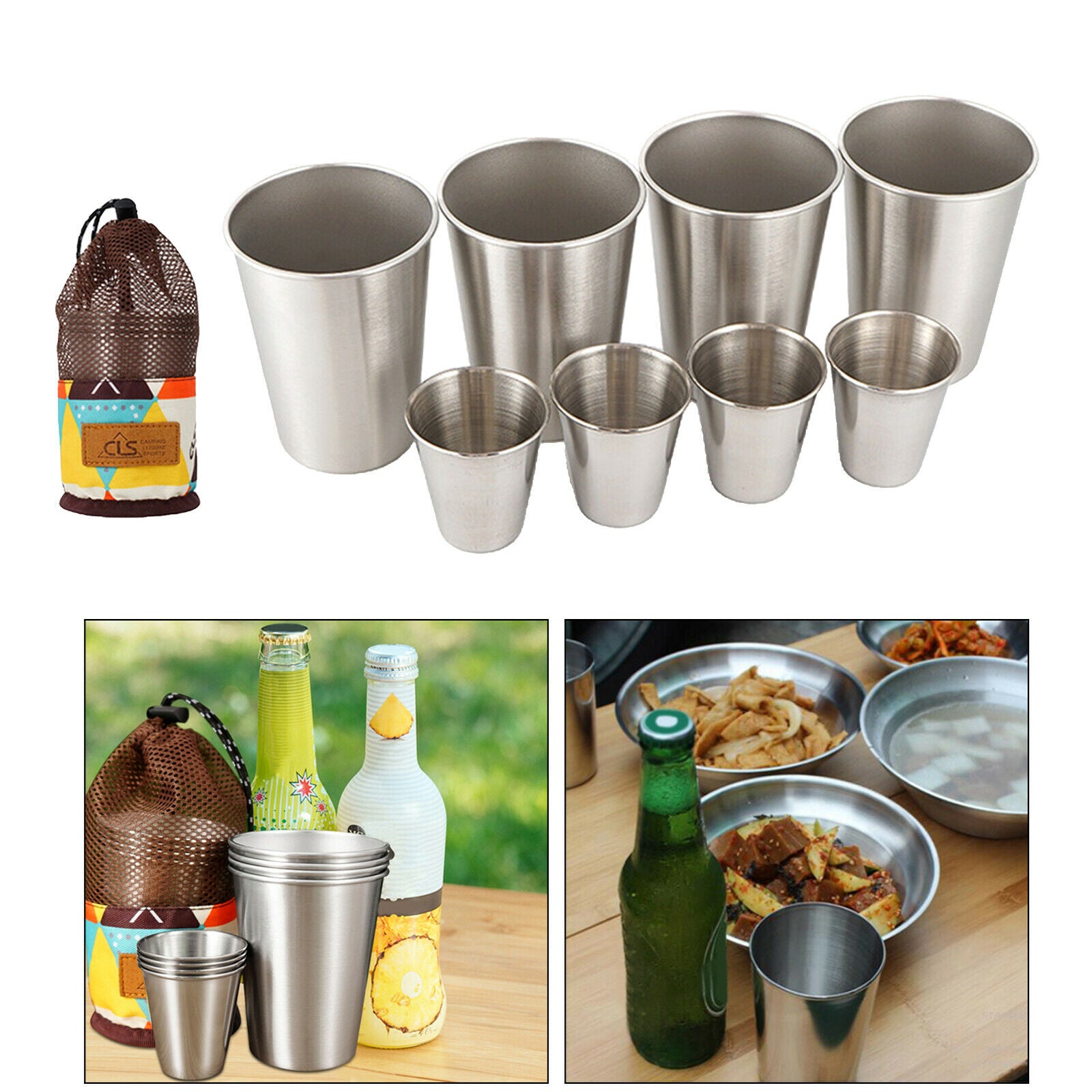 Stainless Steel Cup Beer Coffee Drinking Cups Camping BBQ Mug Tumblers