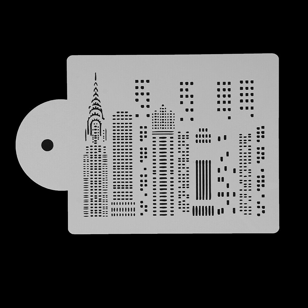 Plastic High Buildings Cake Stencil Airbrush Painting Art Mold Cookies Mo.l8