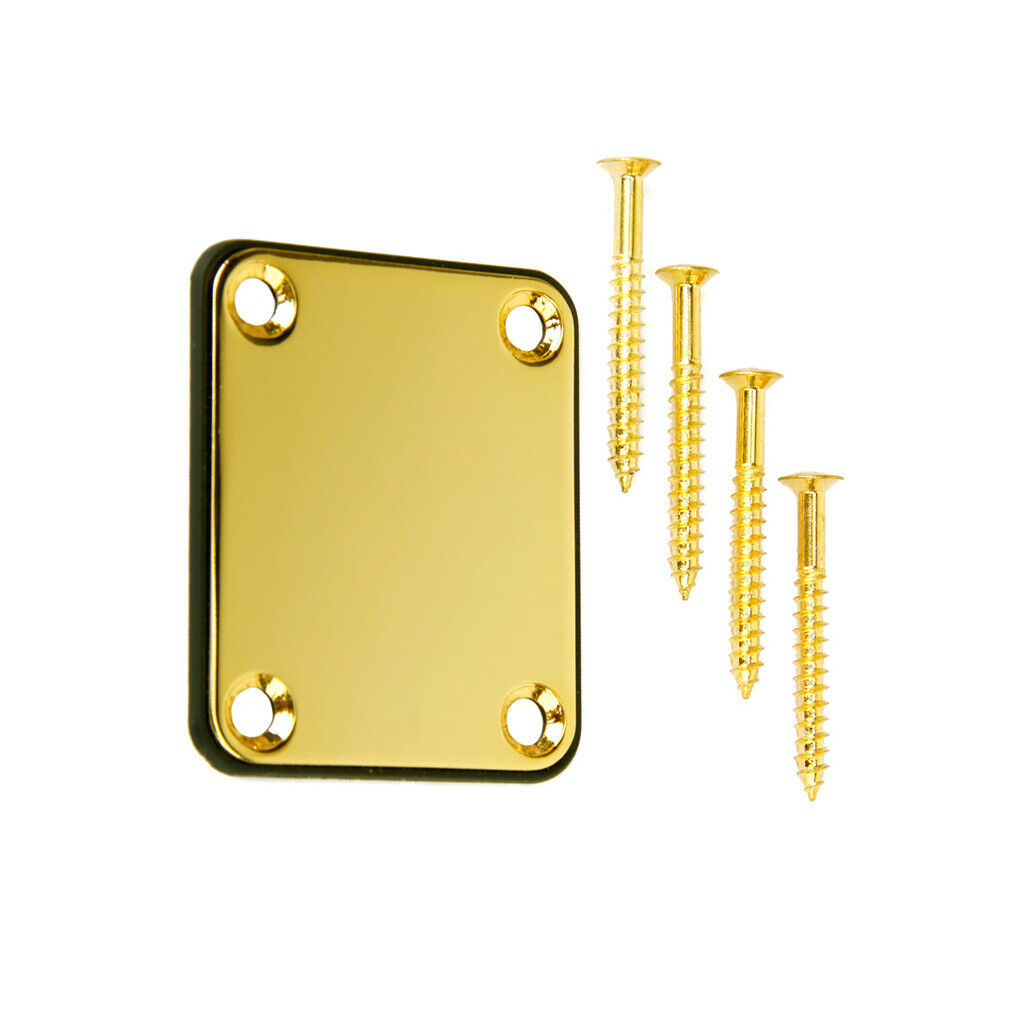Golden 4 Holes Neck Plate W/ Screws For  Electric Guitar