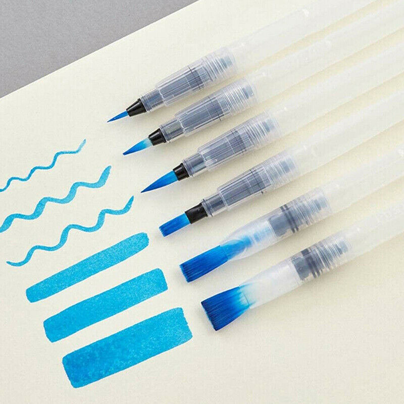 6Pcs/Set Water Color Brush Refillable Pen Watercolor Color Drawing Art AcDEAU