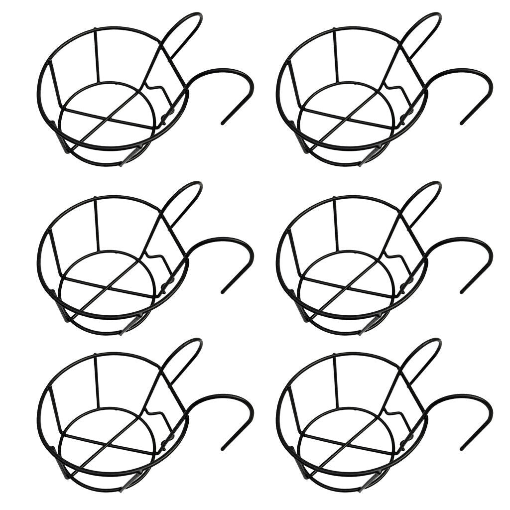 6x Solid Metal Hanging Shelf Basket Home Flower Pot Holder Porch Fence