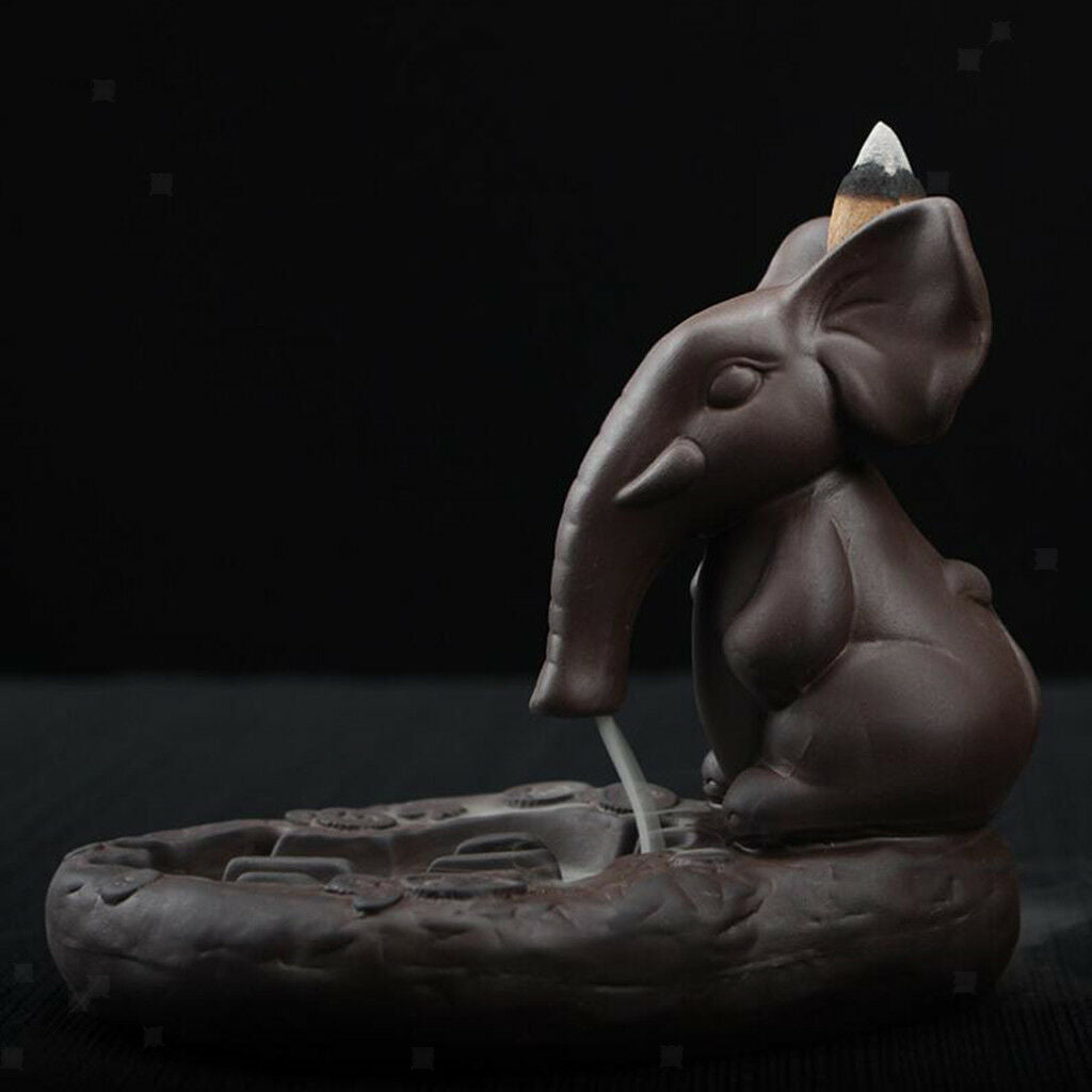 Elephant Incense Burner Backflow Cone Holder Censer Ash Catcher Fragrance #8