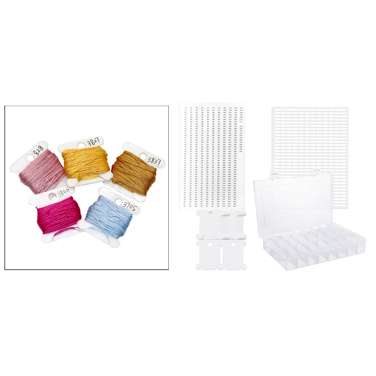 150pcs Floss Bobbins and 24Grids Floss Stitch Organizer Box Cross Stitch DIY