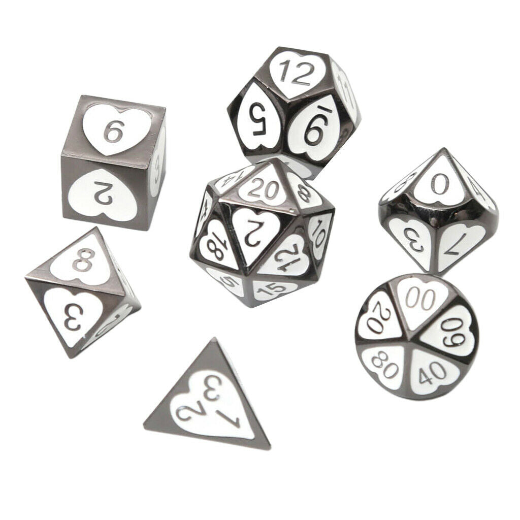 7x Solid Metal Multi Side Numeral Dice for Role Play Casino Toys Supplies 07