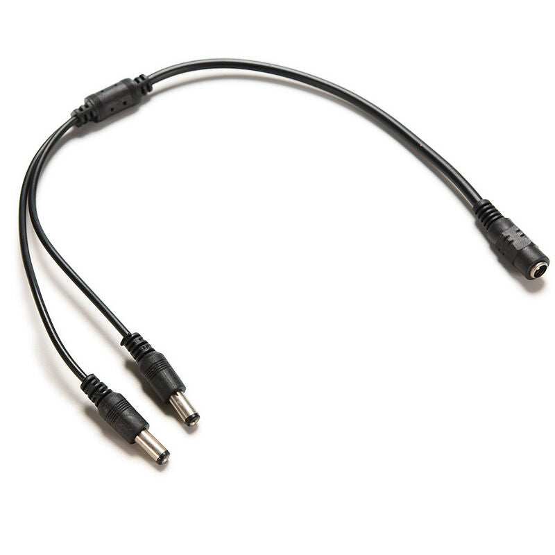 Black Female to 2 Male DC Power Plug Cable Splitter 5.5x2.1mm Adapter For.l8