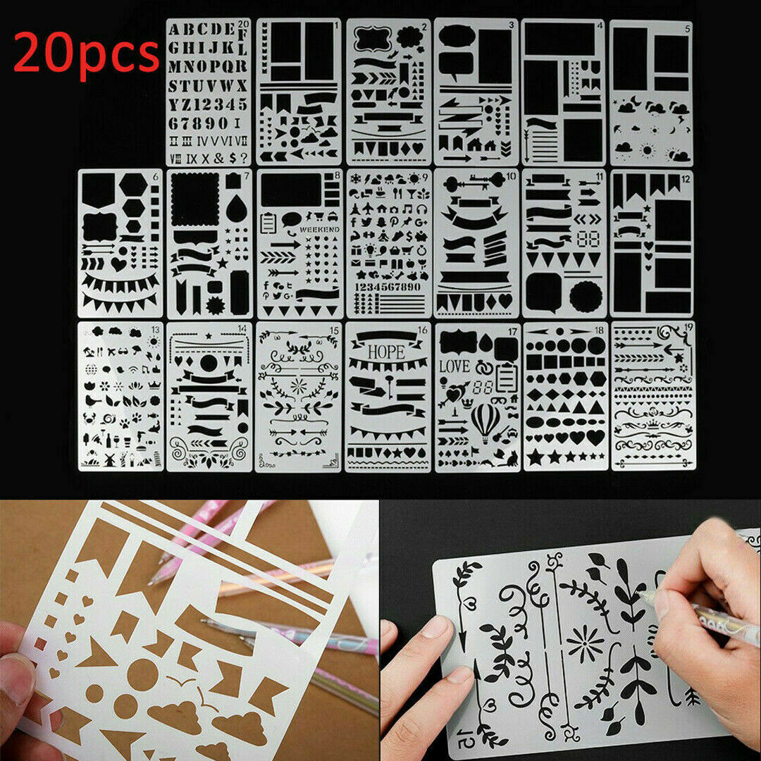 20pcs Bullet Journal Stencil Set Plastic Planner DIY Drawing Template Diary