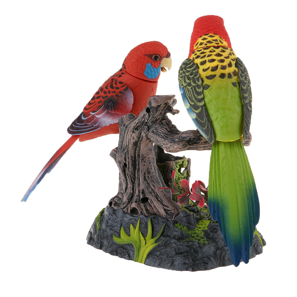 Voice Control Electric Parrots Chirping Birds with Realistic Sounds and Flexible