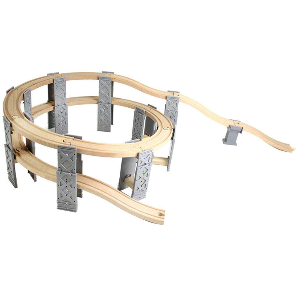 Wooden Assembly Spiral Track Railroad Accessories 14.17x14.17x5.91inch