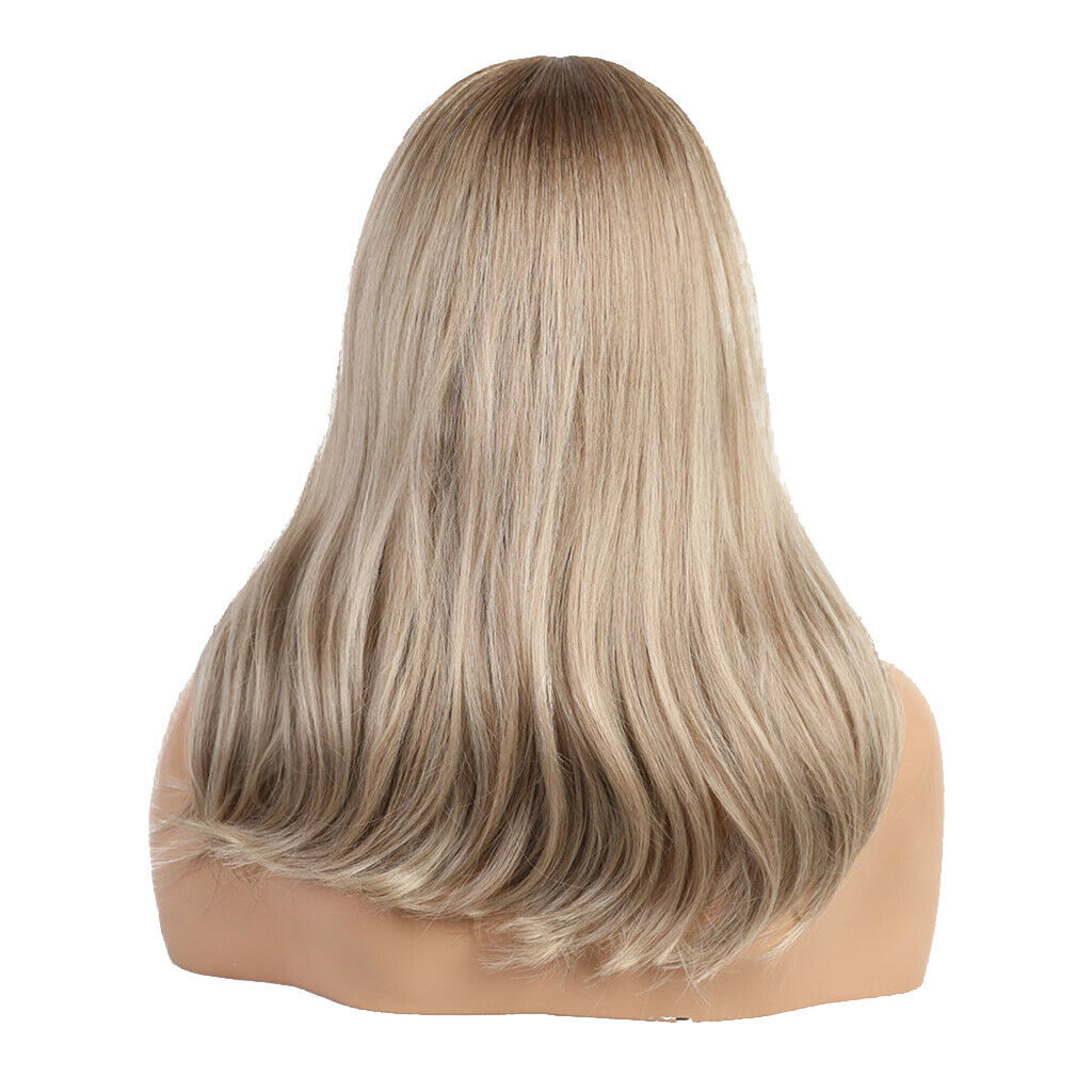 Shoulder Length Wavy Curly Fashion Blonde Wig for Daily Costume Ombre Blonde