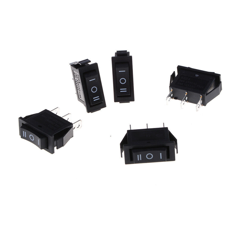 5 x AC 10A/250V 15A/125V 3 Pin SPDT ON-OFF-ON 3 Position Boat Rocker Switchã€ Tt