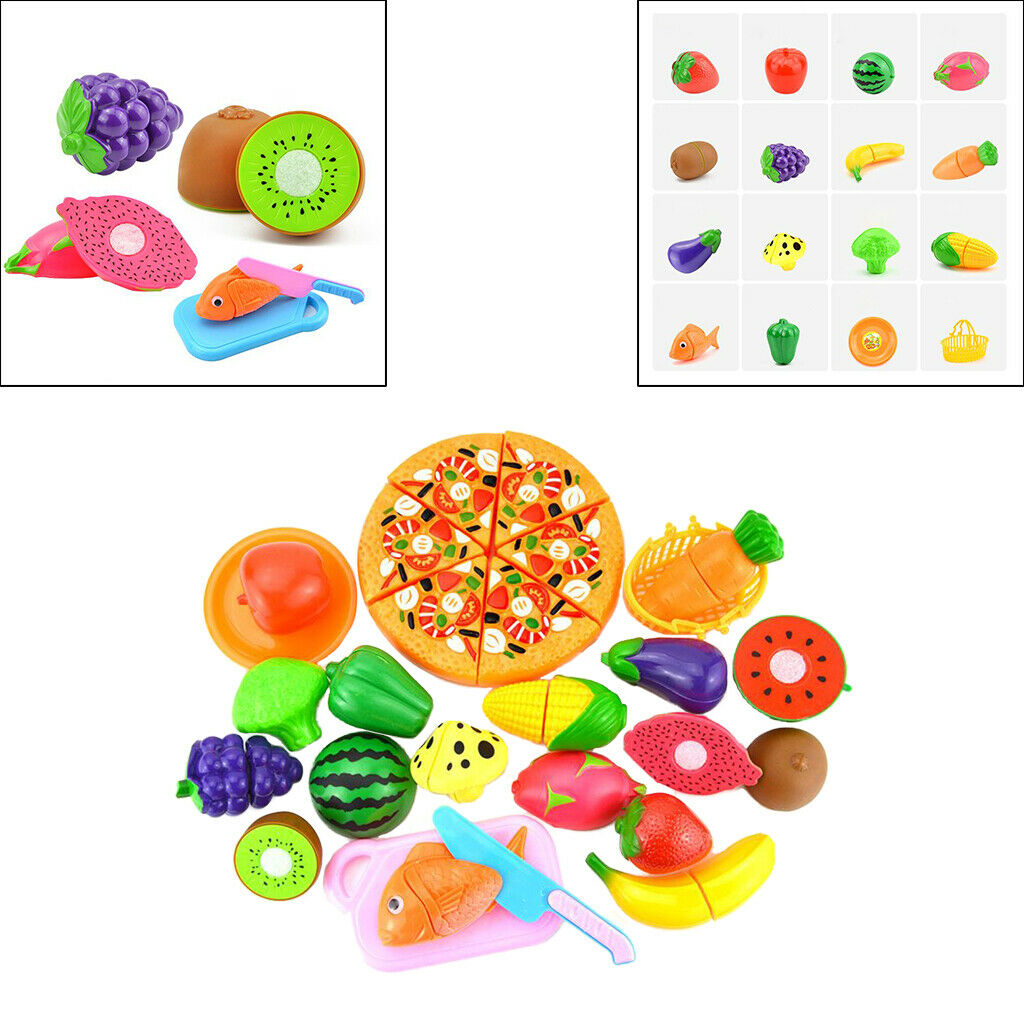 Kitchen Pretend Role Play Cutting Food Toys Set Vegetable Grape Watermelon
