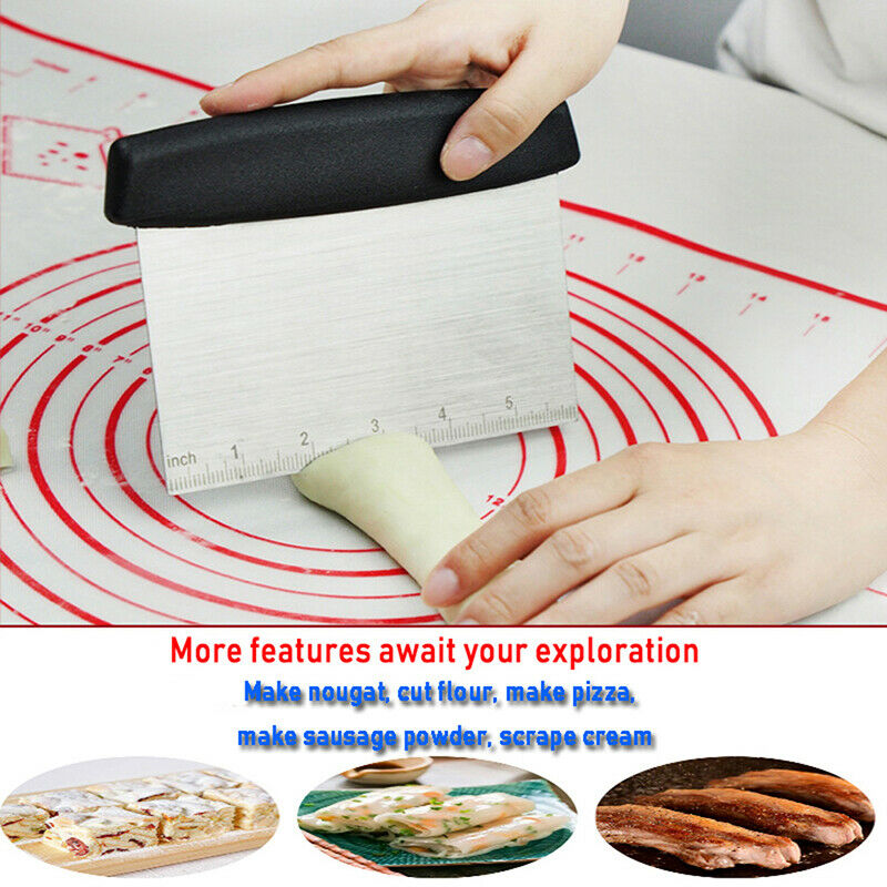 Stainless Steel Metal Griddle Scraper Chopper Dough Cutter Bread Dough bakinBDD