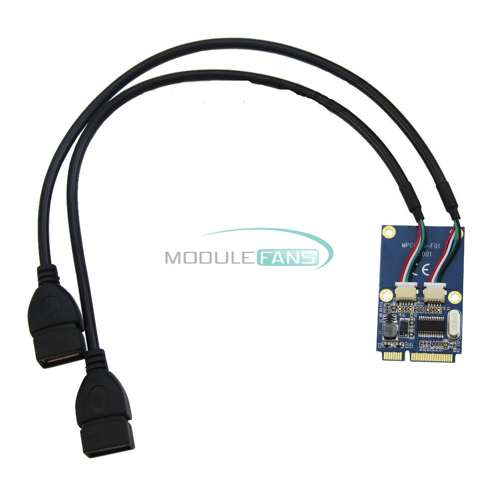 Mini PCIe PCI-E to USB Adapter mPCIe to 5 Pin Dual USB2.0 2 Ports Converter Card