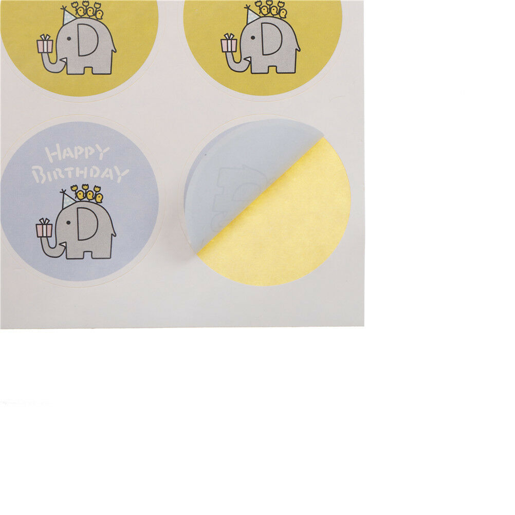 40x/5 sheets elephant happy birthday packaging seals stickers label cut.l8