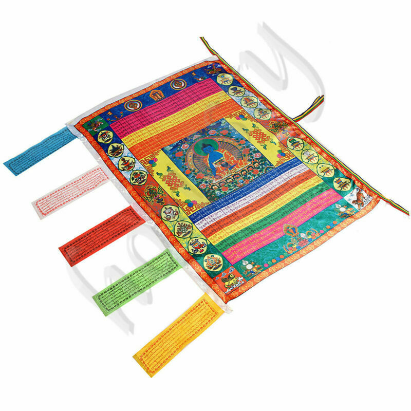 Tibetan Satin Wind Horse Flag Tibetan Buddhism Buddha Prayer Flags 94x68cm