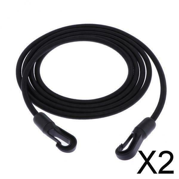 2X 8mm Heavy Duty Rubber Bungee Cord Rope Elastic Lanyard with Hooks Clips 2.5m