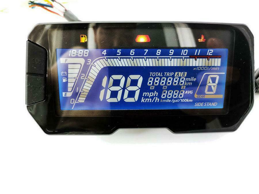 12V Motorcycle Digital Speedometer Odometer RPM Speed Fuel Gauge Universal