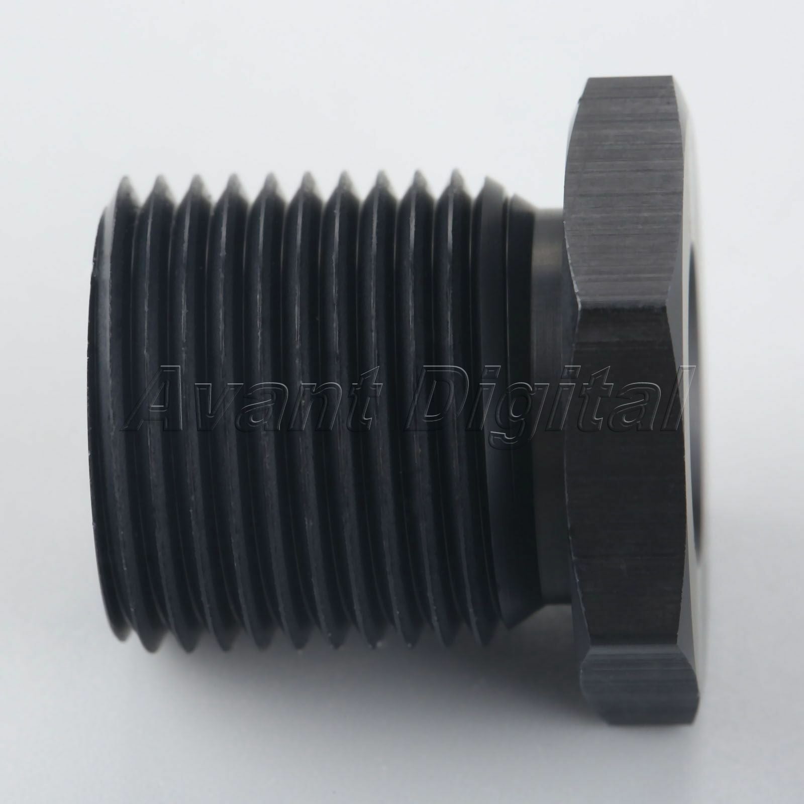 Aluminum Automotive Oil Filter Threaded Adapter 1/2-28 to 3/4-16 Black Anodized
