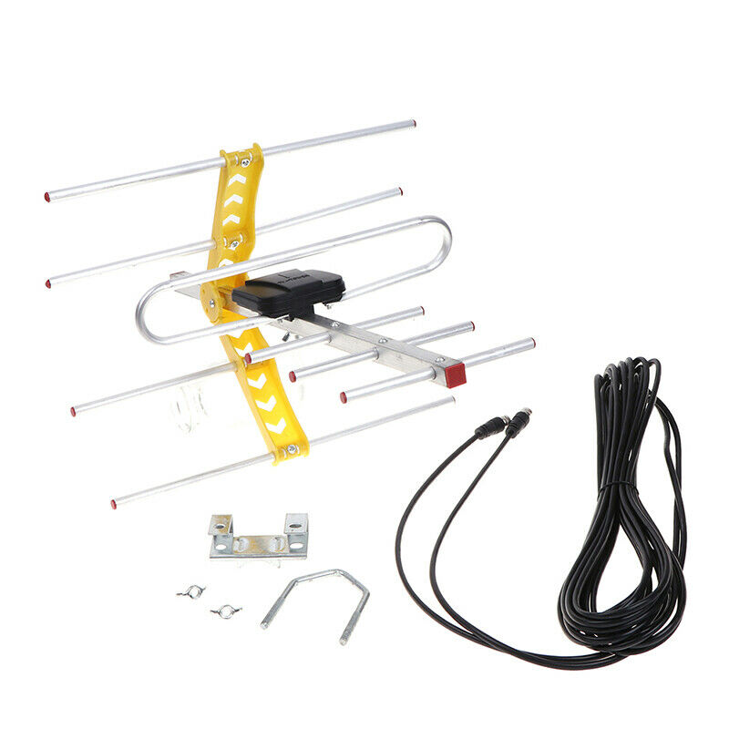 Outdoor 100Mile Amplified 8 Yagi Antenna HD TV 10dB Long Range UHF/VHF/F-hg Tt