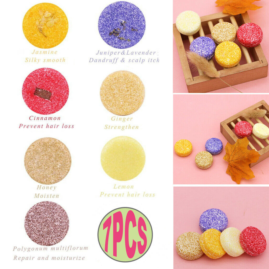 7pcs Natural Solid Shampoo Soap Bar Oil Control Hair Nourishing Darkening