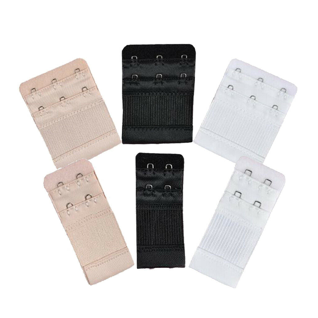 6x Bra Extenders Elastic Adjustable Back Clip On 2 Row 2/3 Hooks Accessories
