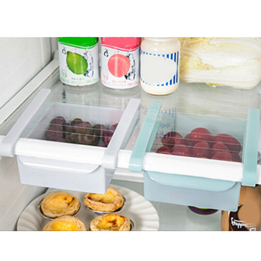 4 Pieces Refrigerator Drawer Crisper Shelf Kitchen Fruit Egg Storage Blue