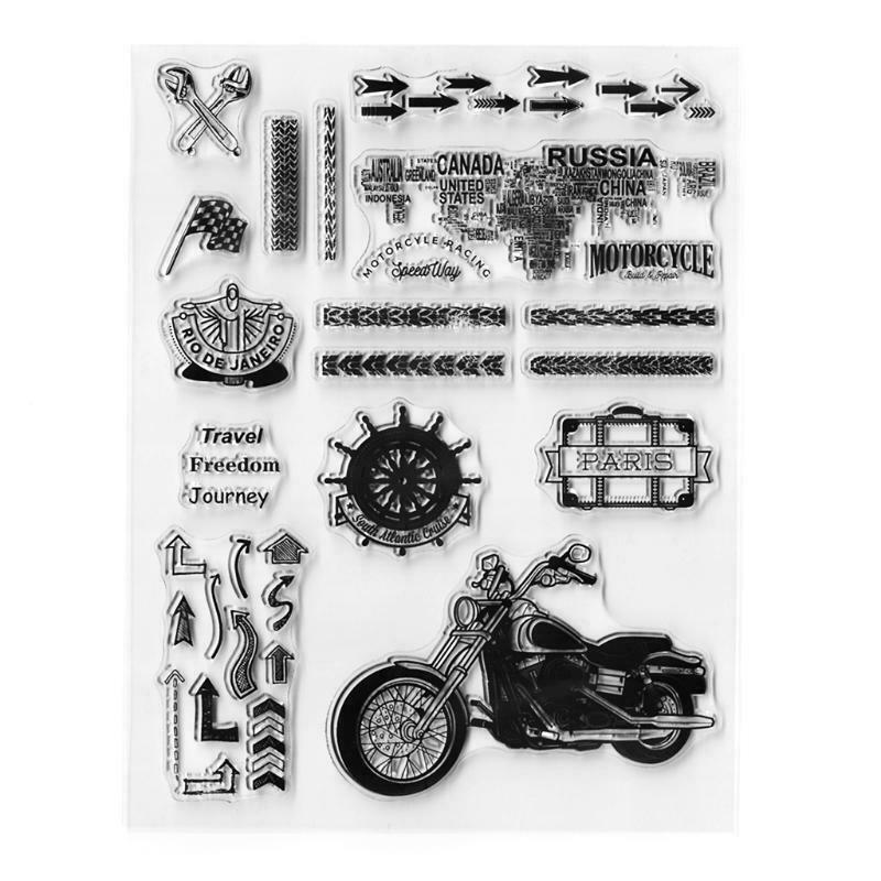 Motorcycle Travel Silicone Clear Seal Stamp DIY Scrapbooking Embossing Photo