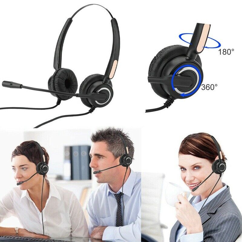 4-Pin RJ9 Call Center Office Noise Cancelling Corded Headset Headphone with MiT8