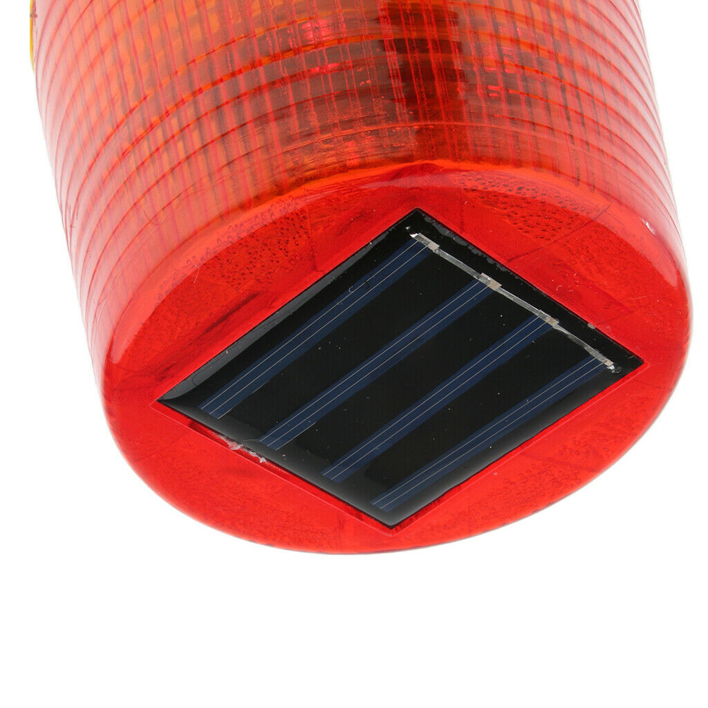 Solar Powered Warning Light Round Signal Beacon Red