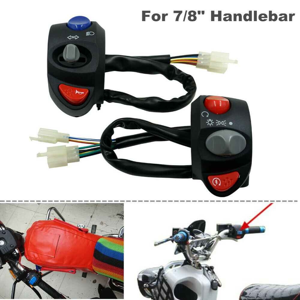 Motorcycle Bike Refit 7/8" TurnSignal On Off Light Switch Holder Horn Button Set