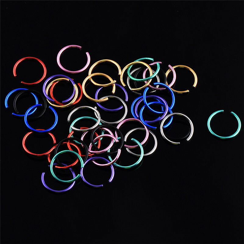 40x Colorful Stainless Steel Nose Rings Piercing Lip Hoop Piercing Jewelry N Tt