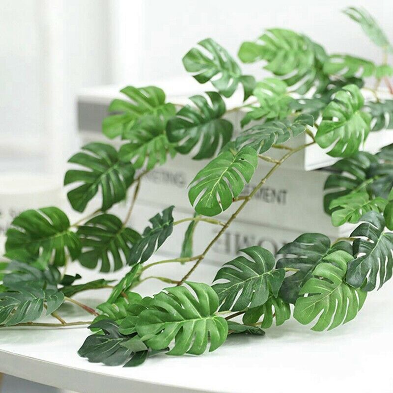 2 Pcs Artificial Monstera Vines 2.62 FT Turtle Leaf Rattan Faux Greenery MonstE7