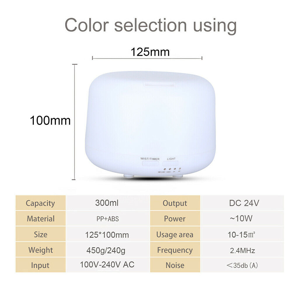 Oil Air Diffuser Ultrasonic Air Aromatherapy Humidifier LED Light Home Relax