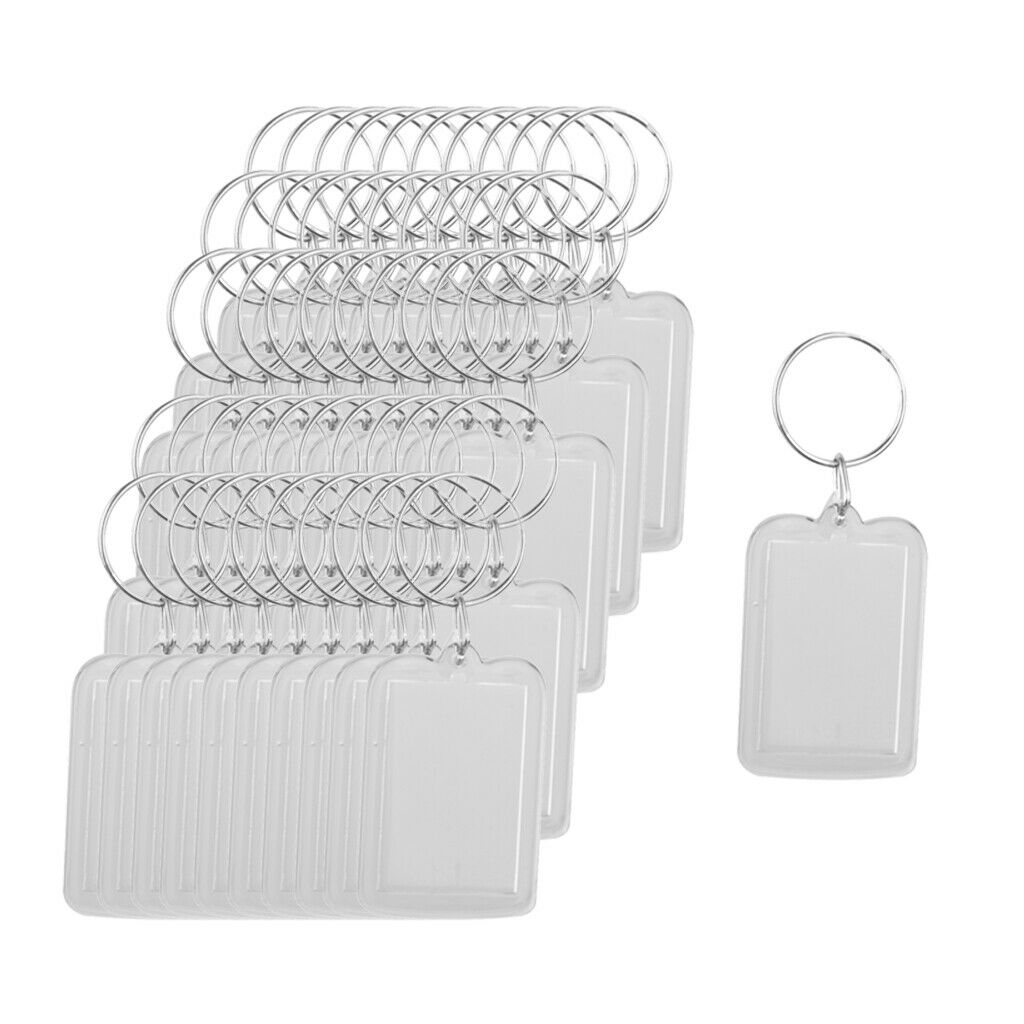 50Pcs Lightweight Keychain Blank Artwork Photograph Insert Keyring Presents