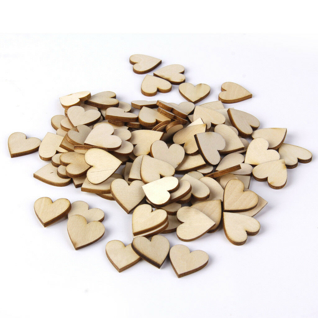 Wood Blank Love Hearts Embellishment Wedding Decor DIY Crafts 30mm 50pcs