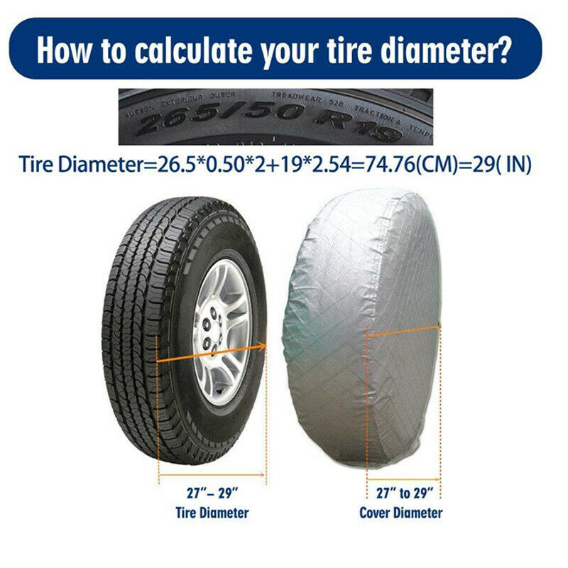 Waterproof Tire Covers Set Of 4 Wheel & Tyre RV Trailer Camper Sun Protector 27"