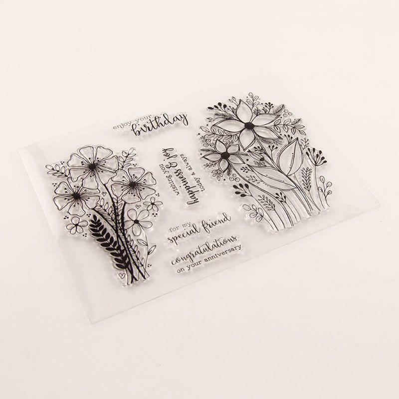 Birthday Flower Silicone Clear Seal Stamp DIY Scrapbooking Embossing Photo Decor