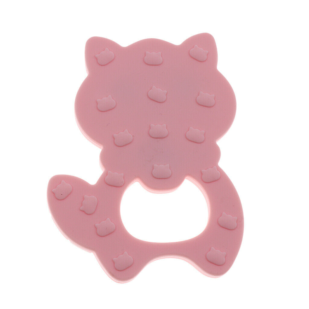 Silicone Teething Teether Necklace Chew Baby BPA Free Jewelry Pink Raccoon