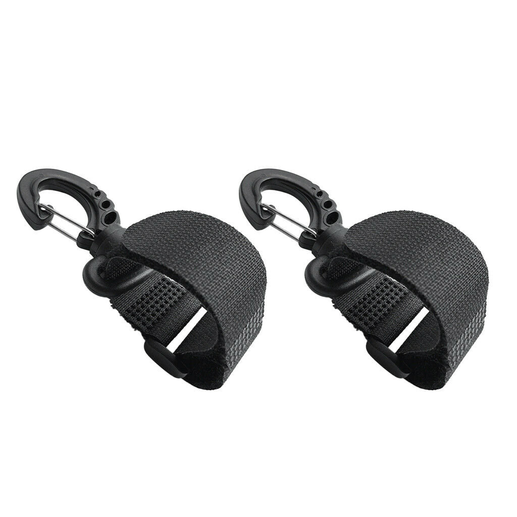 2pcs Dinghy Boat Canoe Kayak Nylon Paddle Clips Fishing Rod Holder Keeper Black