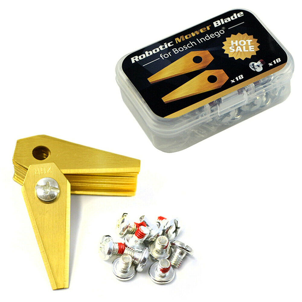 18x Stainless Steel Replacement Robotic Mower Blades w/Screws For Bosch Indego