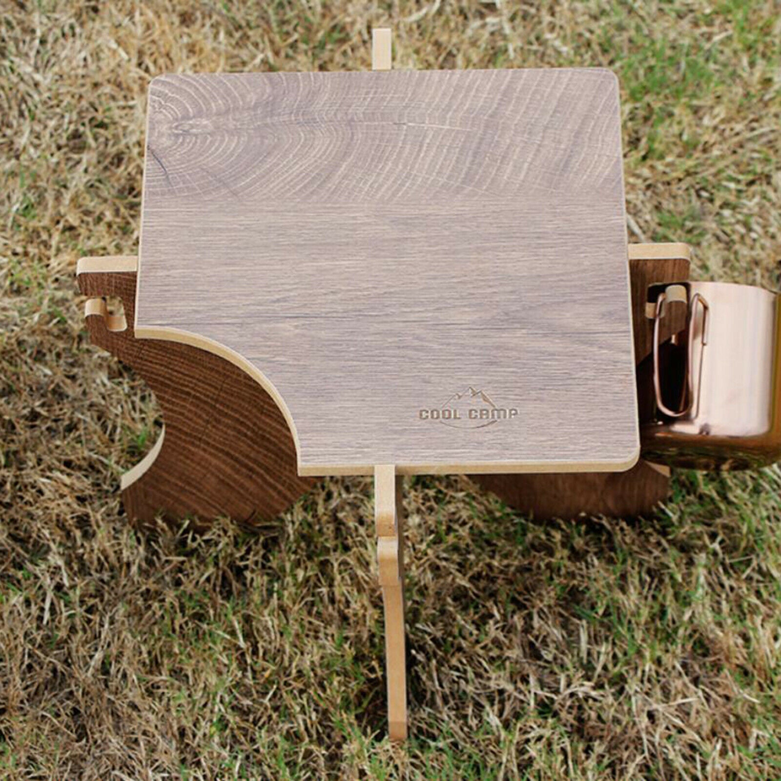 Camping Water Bucket Stand Wooden Bottles Holder BBQ Grill Folding Stool