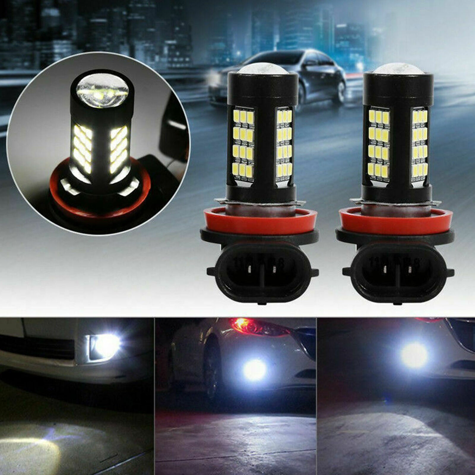 2x H11 42 SMD LED 2835 Canbus Error Free Fog Light Bulb New Aluminum 10W Lamp