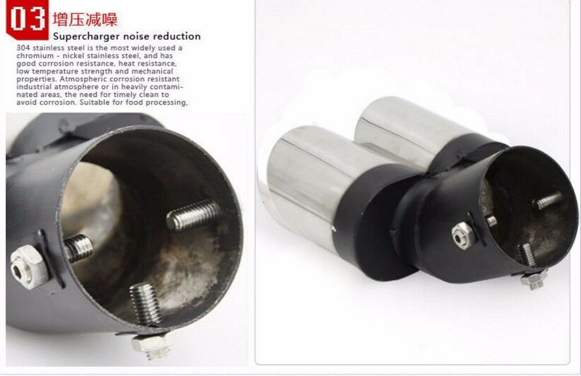 63mm Car Modification Grilled black 1to2 2- Pipe Exhaust pipe Tip Muffler cover