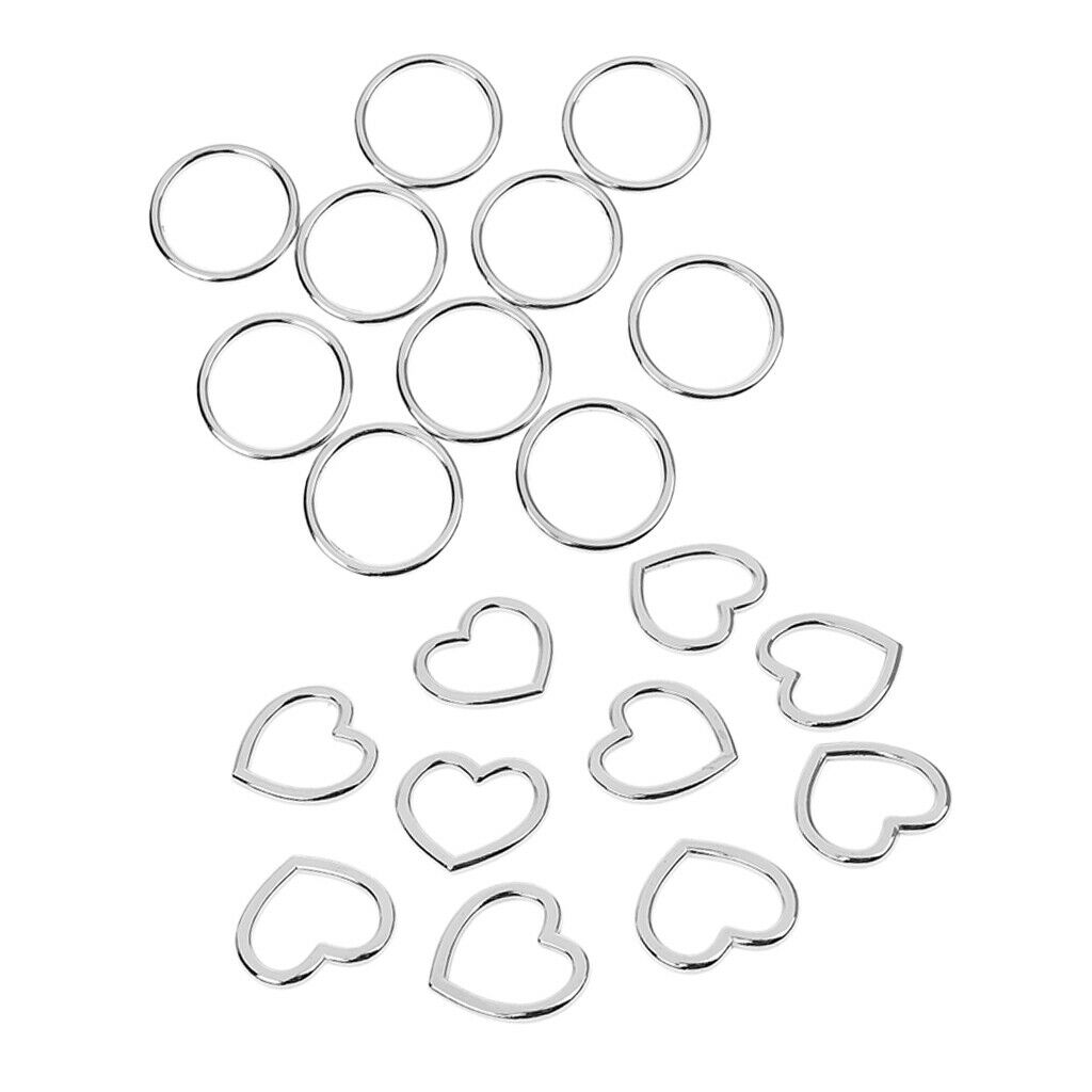 20pcs Generic Mental Buckle for Belt Handbag Strap Keeper Heart & O Shape