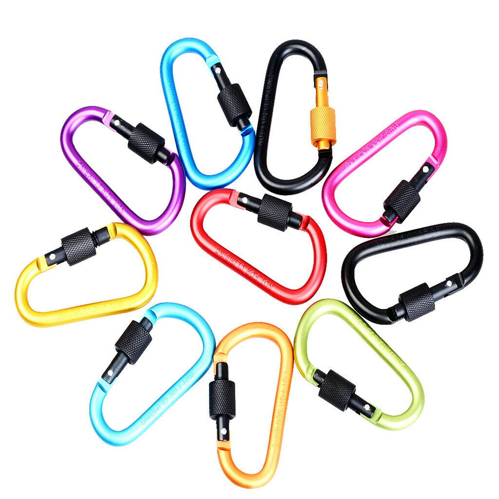 10Pcs D-ring Safty Metal Climbing Carabiner Buckle Snap Spring Clip Keychain